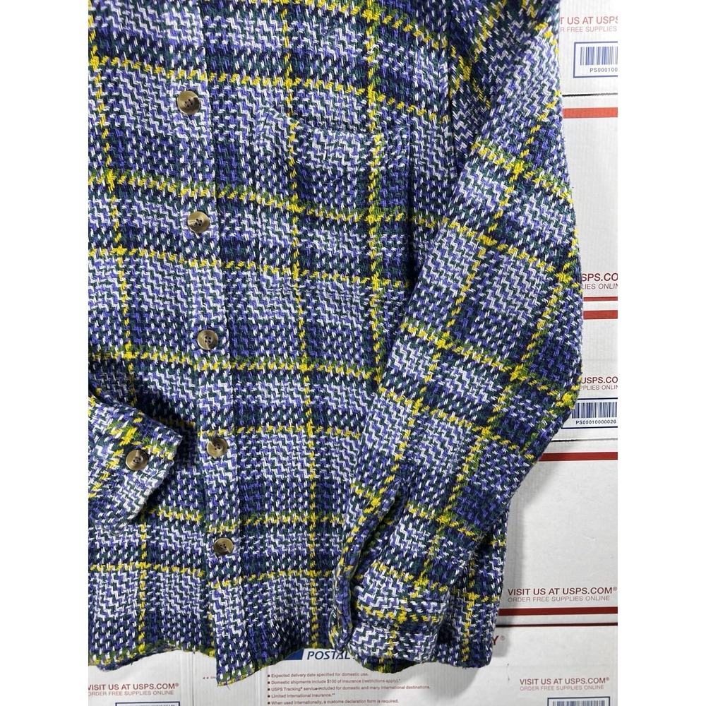 Urban Outfitters Men's‎ Flannel Plaid Woven Twill Shirt Size M Blue/Green - Picture 3 of 9